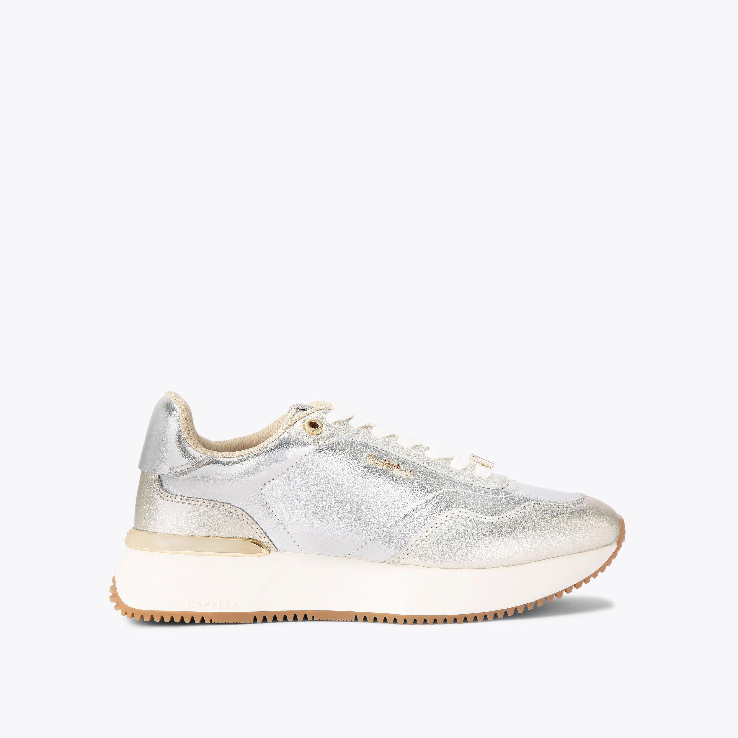carvela by kurt geiger FLARE Silver Lace Up Trainer by CARVELA