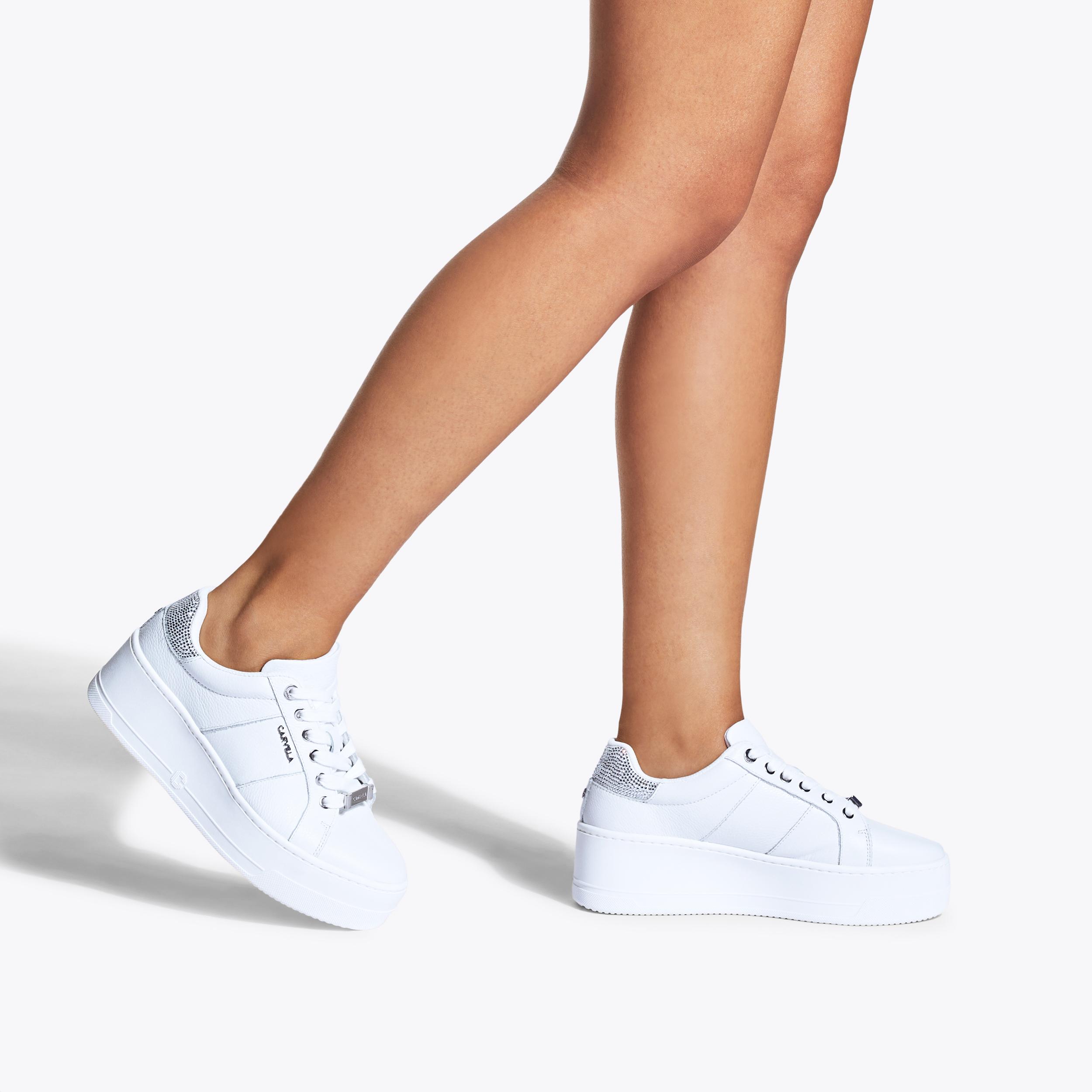 CONNECTED White Leather Lace Up Trainer by CARVELA