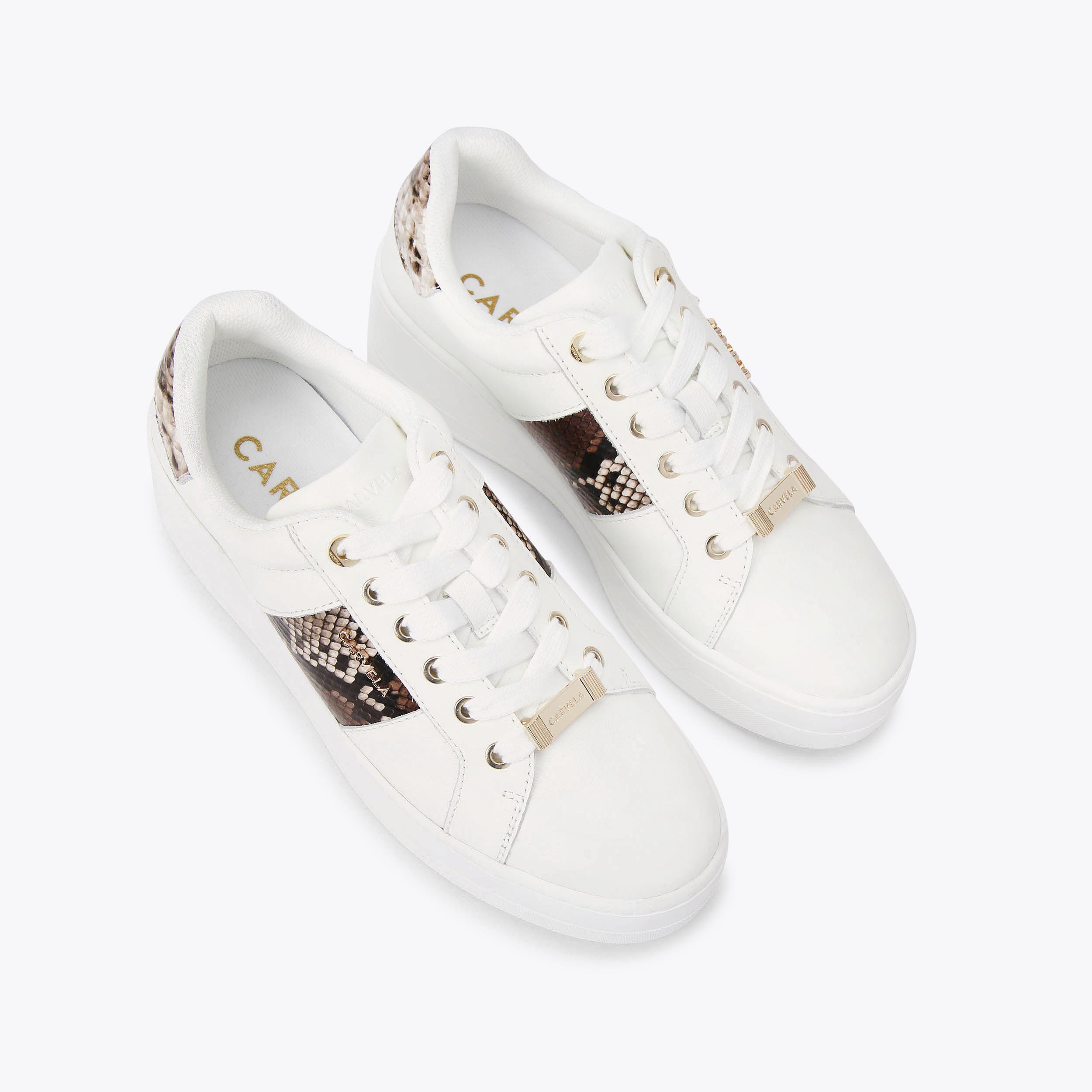 CONNECTED White Leather Lace Up Trainer By CARVELA