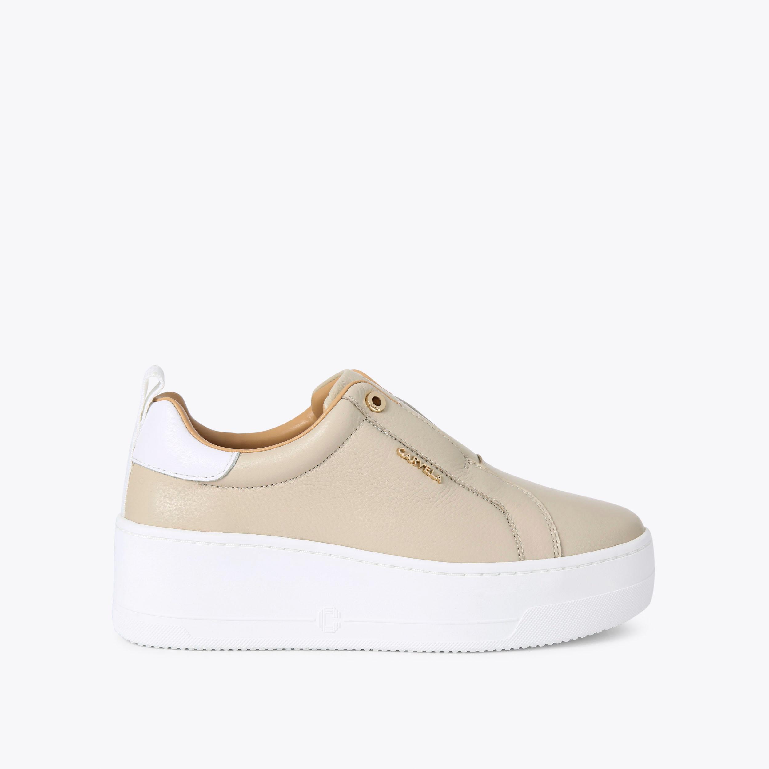 Beige slip on sneakers womens hot sale