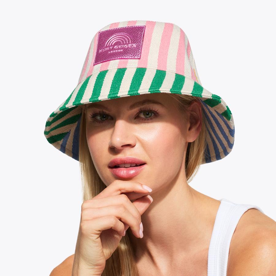 SOUTHBANK BUCKET HAT Striped Rainbow Hat by KURT GEIGER LONDON display picture 1
