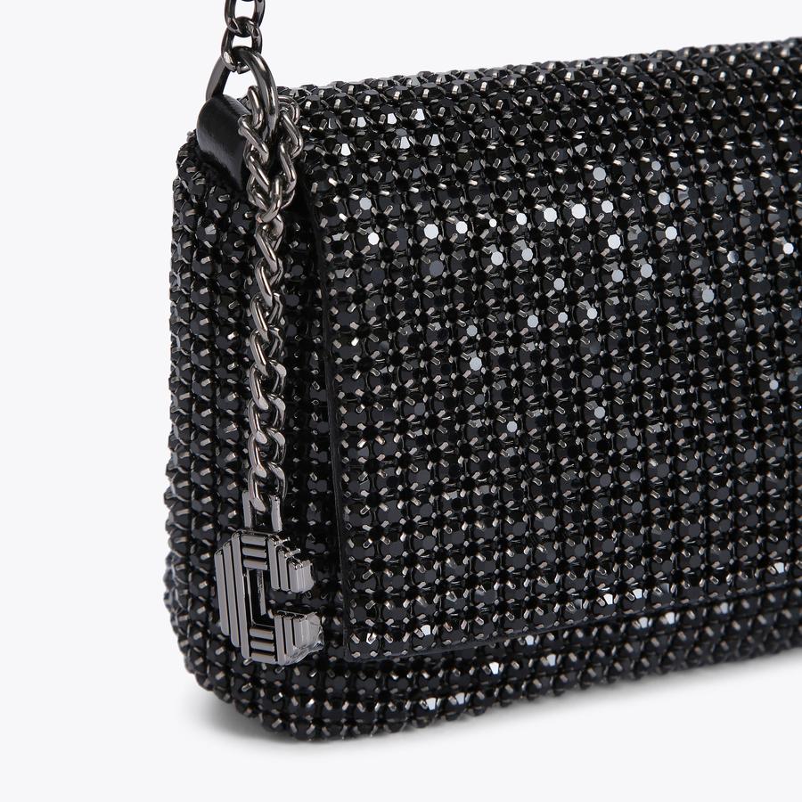 SHINEBRIGHT Black Crystal Cross Body Bag by CARVELA