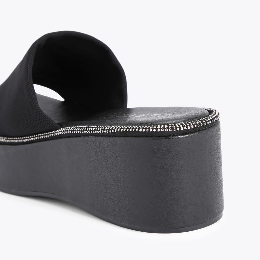【PORTERNA】Werial cow round platform mules Harlie Braided Heeled Mules | GUESS Factory