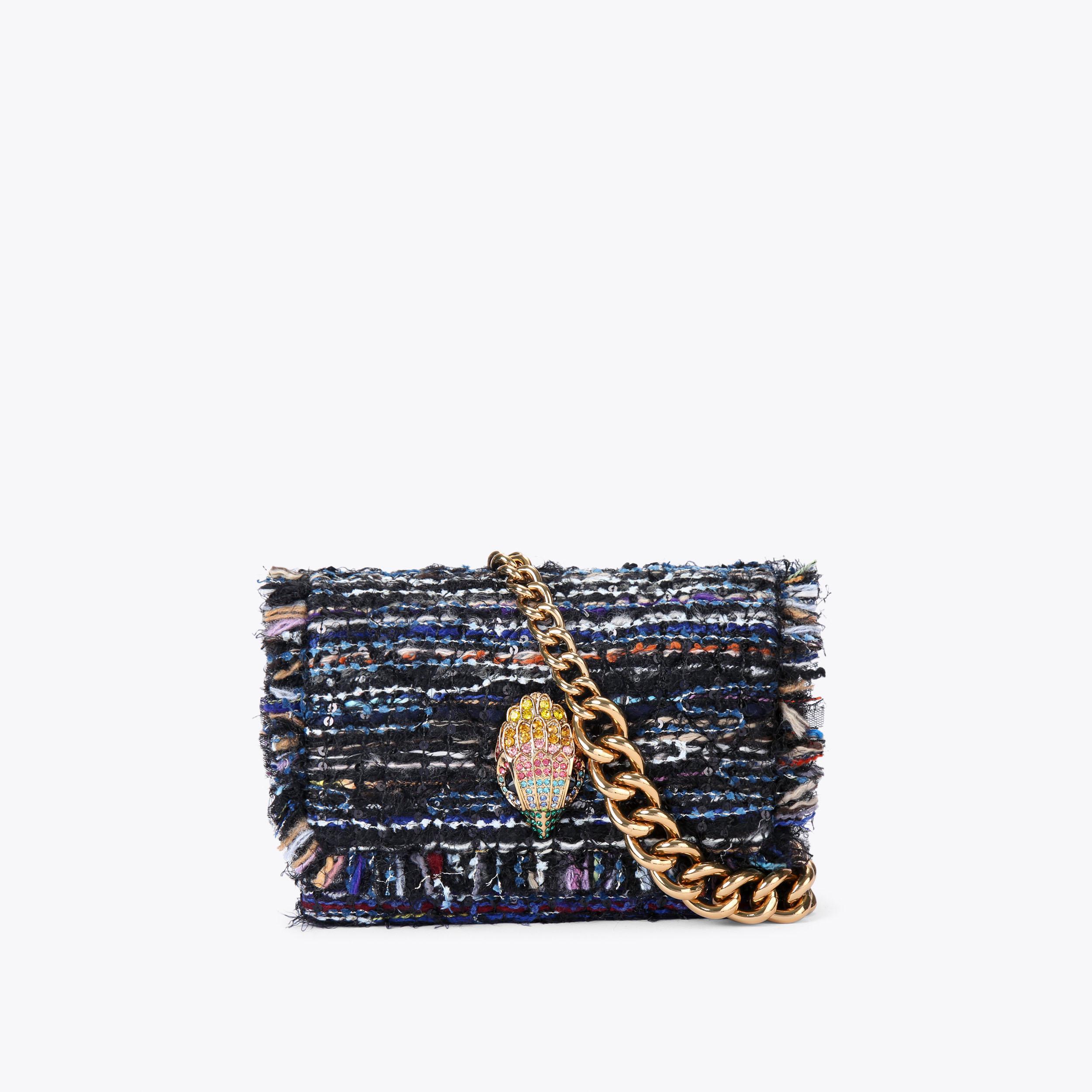 MINI KENSINGTON LONG FLAP Blue Tweed Bag by KURT GEIGER LONDON