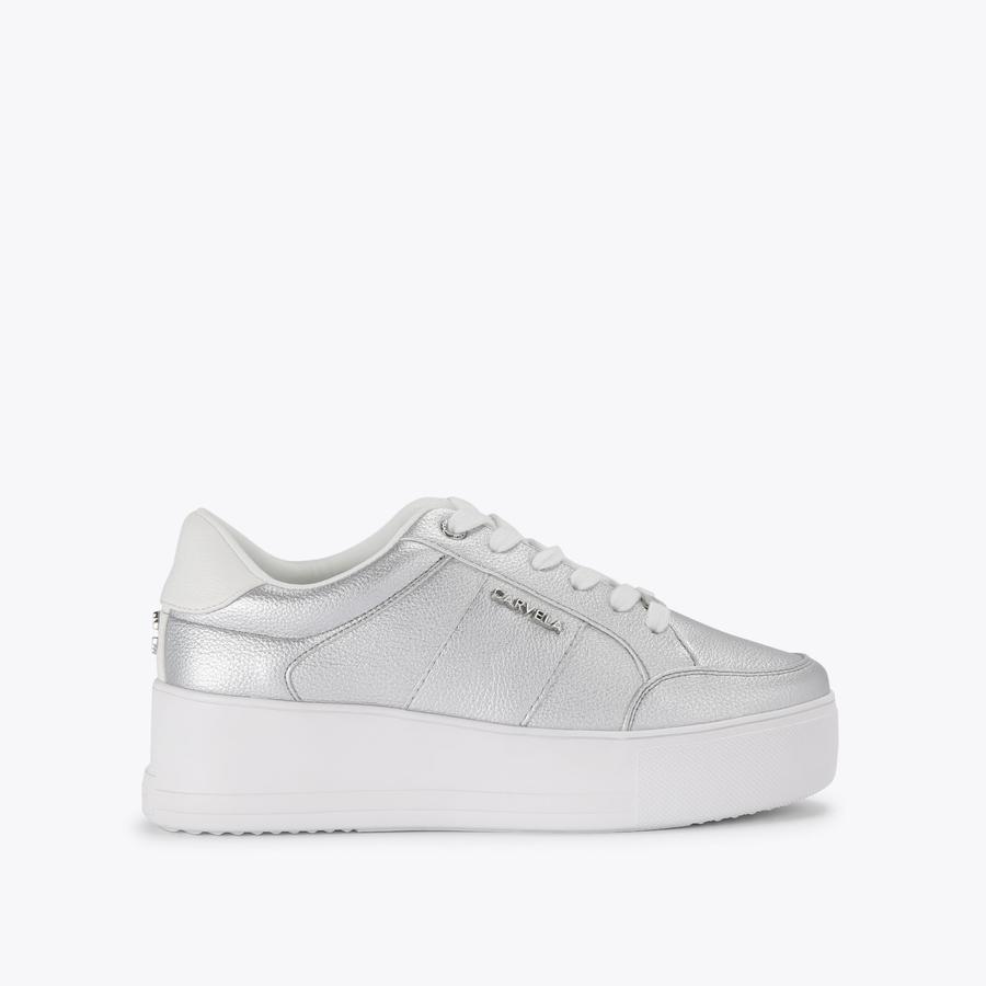 JIVE LACE UP Silver Lace Up Trainer by CARVELA