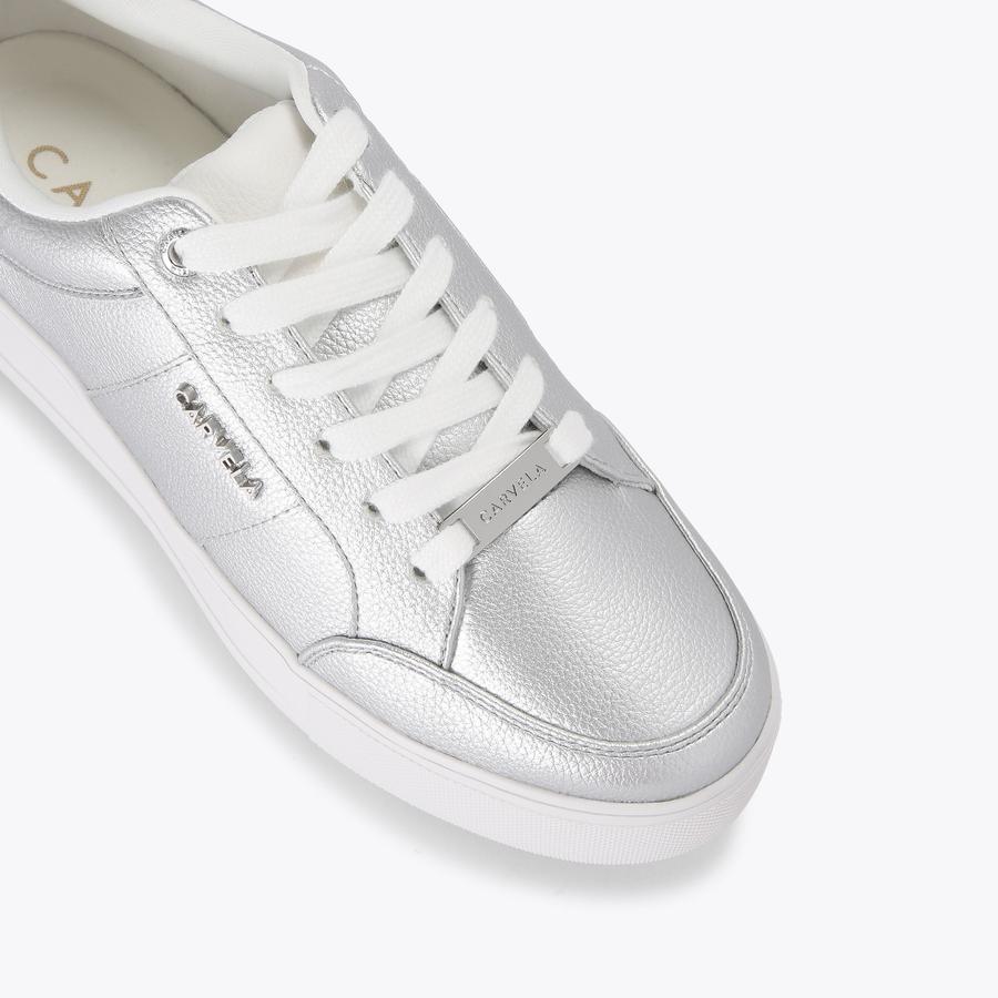 JIVE LACE UP Silver Lace Up Trainer by CARVELA