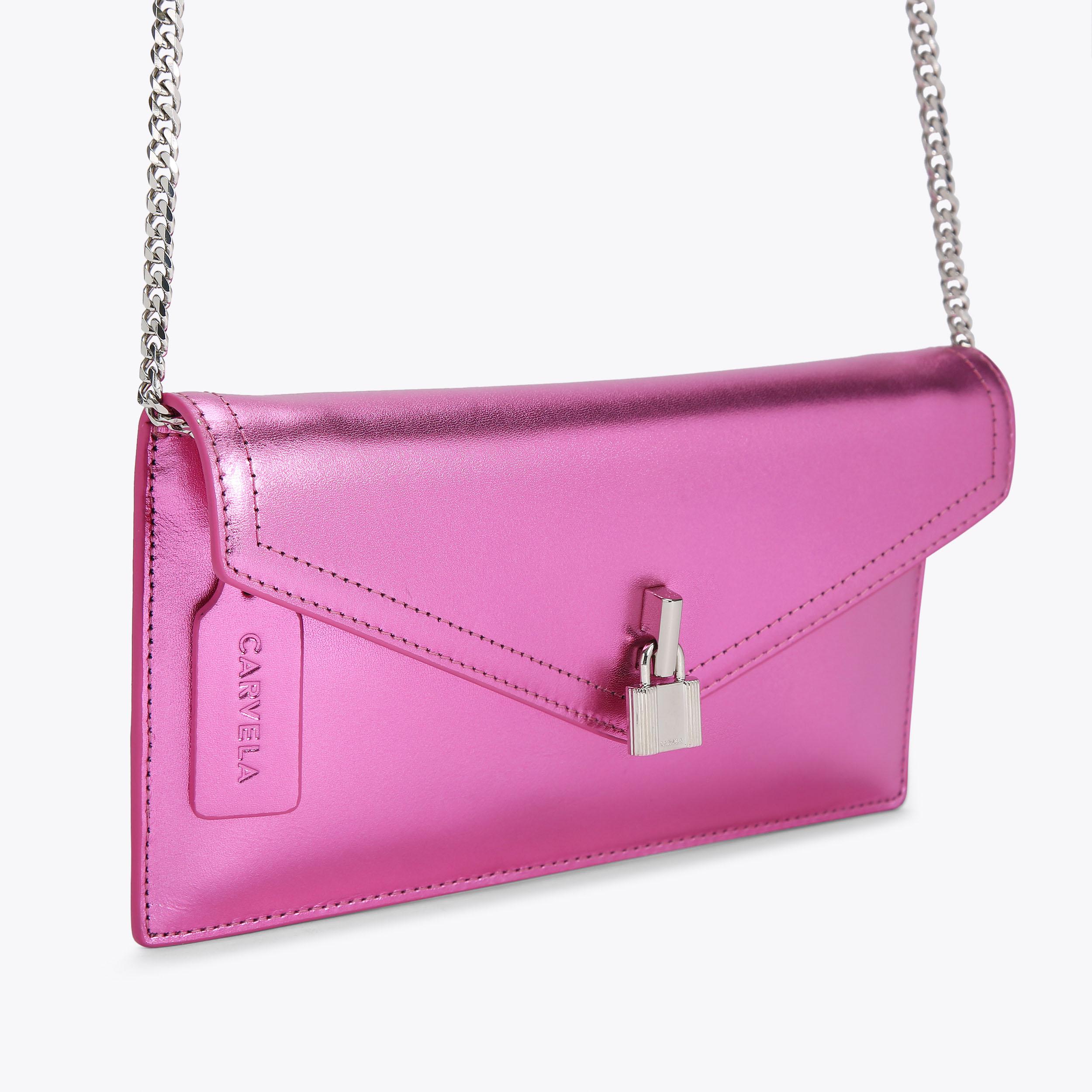 ■FANCY CLUB■ Belted Washed Leather Bag BABY PINK F25QE990 VANITY Pink Clutch Bag by CARVELA