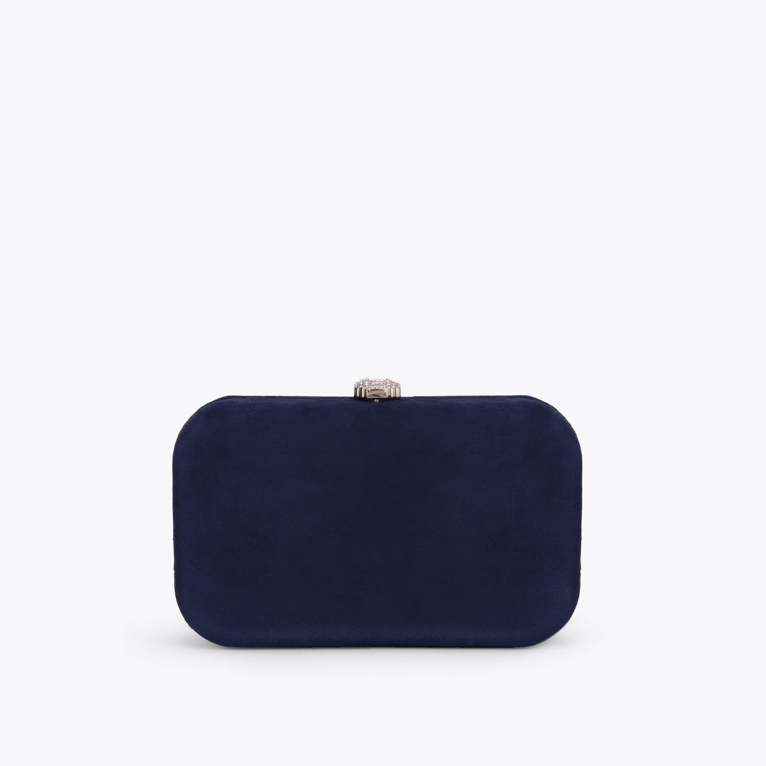 Navy velvet clutch bag sale