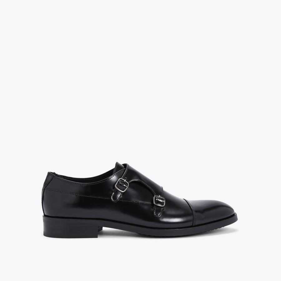 HUNTER MONK Black Leather Monk Shoes by KURT GEIGER LONDON