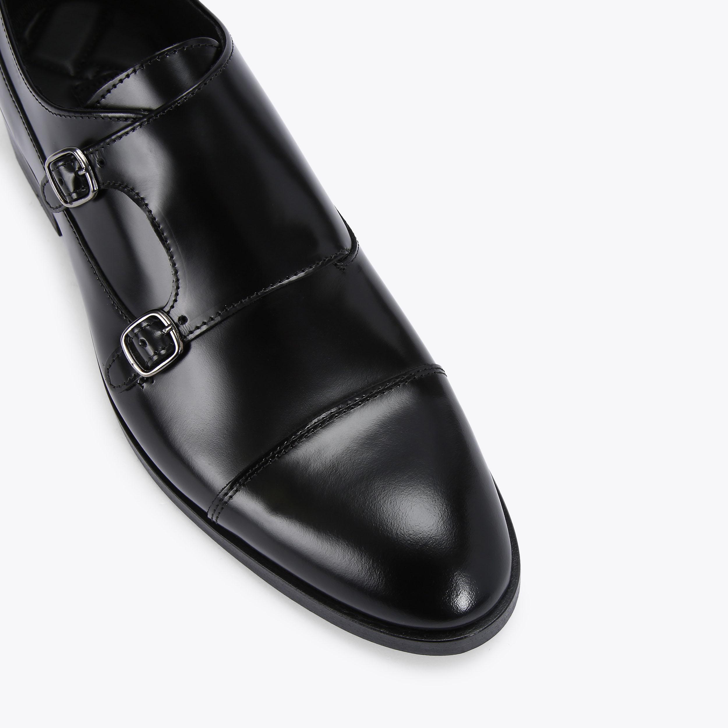 HUNTER MONK Black Leather Monk Shoes by KURT GEIGER LONDON