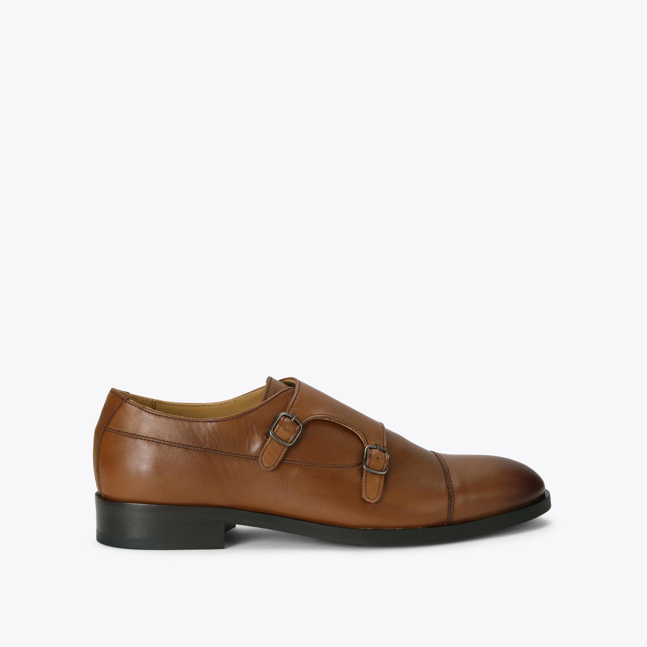 HUNTER MONK Black Leather Monk Shoes by KURT GEIGER LONDON