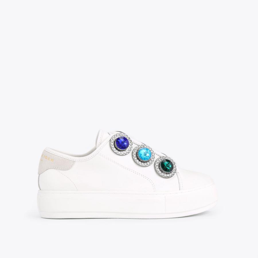 LANEY OCTAVIA White Leather Slip On Sneakers by KURT GEIGER